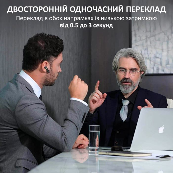 Навушники перекладач Timekettle WT2 Edge, AI двосторонній синхронний переклад, 42 мови, онлайн Black