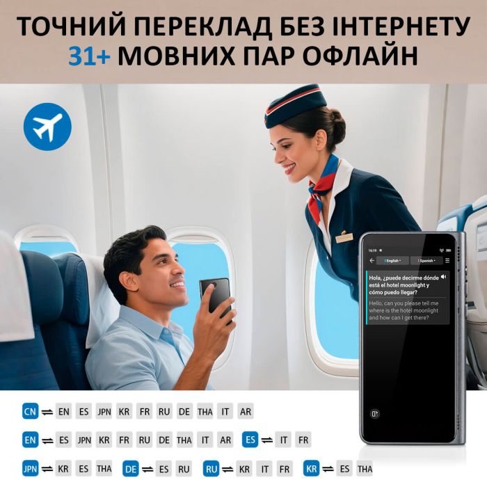 Голосовий перекладач Timekettle NEW T1 / AI двосторонній переклад, 42 мови онлайн, 31+ офлайн