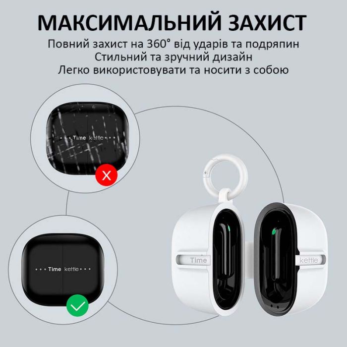 Чохол силіконовий для навушників перекладача Timekettle M3 з карабіном білий