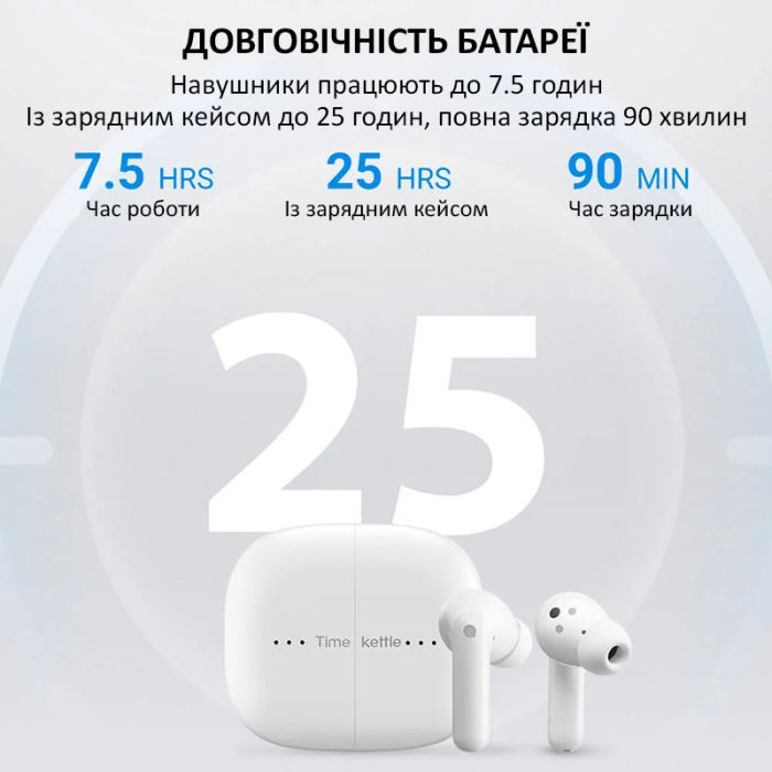 Навушники перекладач Timekettle M3 синхронний переклад, музика, дзвінки, 42 мови, офлайн + онлайн White